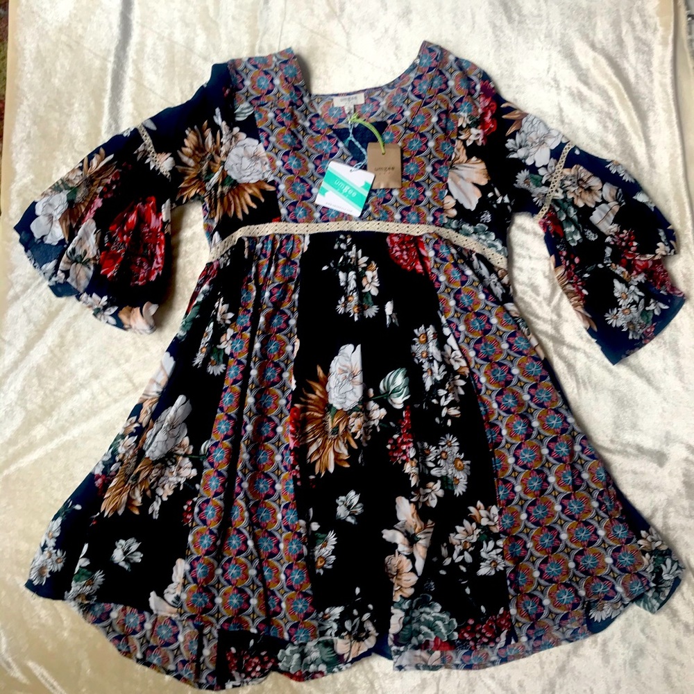 NWT Floral Print Baby Doll Dress